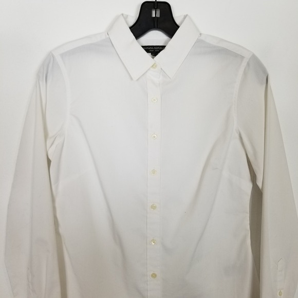 BANANA REPUBLIC Women Riley Shirt  2 Long sleeve Blouse Stretchy Button Up White - Picture 2 of 7